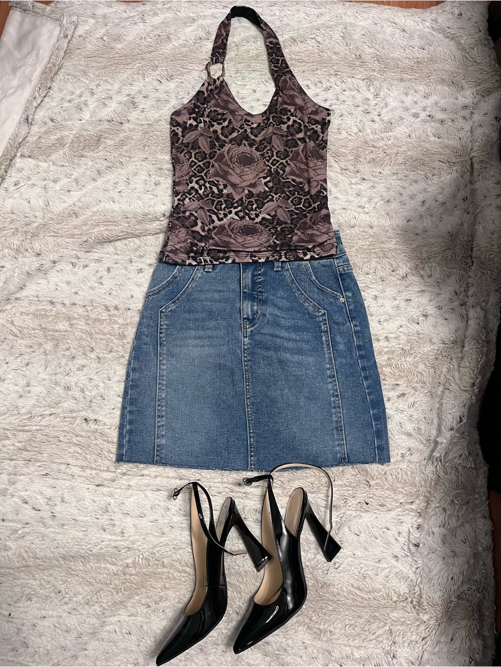 Time and Tru Light Wash Denim Mini Skirt